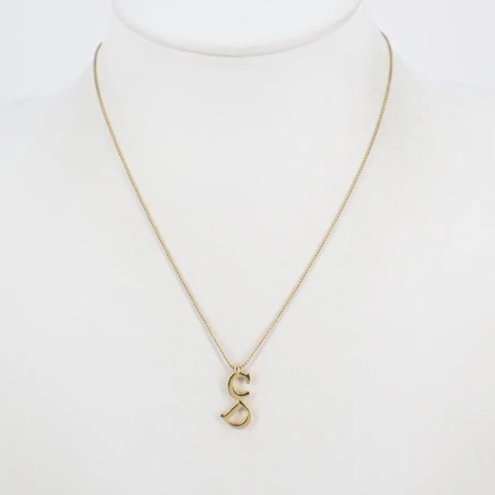 Dior Gold Initial Pendant Necklace Authentic